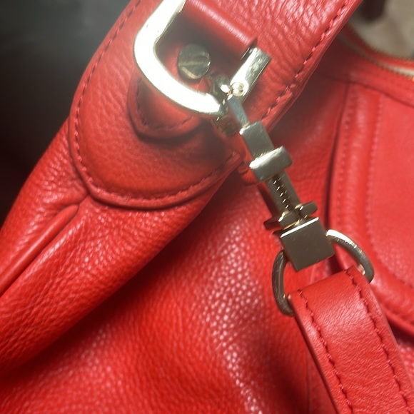 TORY BURCH BEACH AMANDA Orange Pebbled Leather Hobo Crossbody Bag - Picture 7 of 10